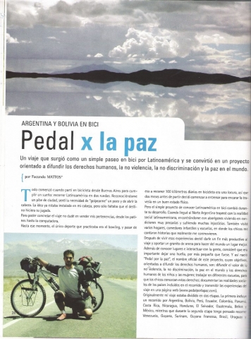 Revista Biciclub facundo mattos y su viaje en bicicleta pedal por la paz